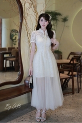 Đàm ren khuy ngọc phối tơ cổ tàu