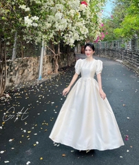 Đầm cổ ngọc đính tay bồng dáng xoè H