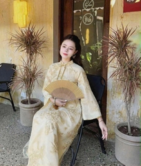 Áo dài voan hạc cổ tàu sang trọng