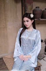 Lam gấm trúc cổ tròn cúc ngọc