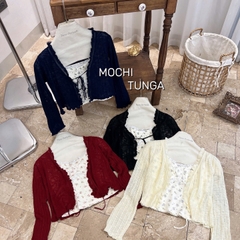 Áo kiểu set khoác cột dây áo hoa nhí