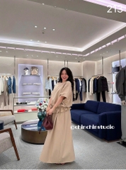 Set áo cổ tròn nhúng bèo chân váy phồng dài