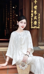 Đồ lam tơ tằm 3 lá may mắn