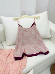 Set đồ lam kiểu 2 dây phối màu đính đá ngọc trai màu trước ngực