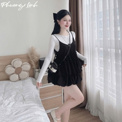 Set áo yếm tay dài váy bí pl