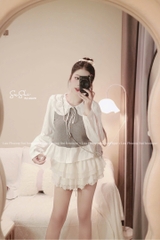 Áo kiểu xoè cổ bèo tay dài