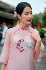 Bộ lam thêu cò và hoa