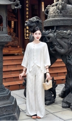 Đồ lam tơ tằm 3 lá may mắn