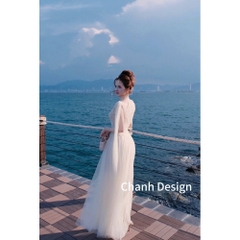 Đầm thiết kế cổ yếm voan tùng xoè