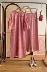 Áo dài tơ lông cổ bèo tay nơ