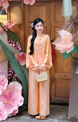 Đồ lam tơ ánh nút ngọc thắt nơ