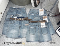 Chân váy jean wash dơ lợt túi sau kiểu 6651