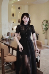 Đàm ren khuy ngọc phối tơ cổ tàu