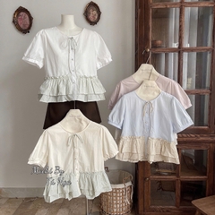 Áo kiểu somi cổ tròn lai bèo caro