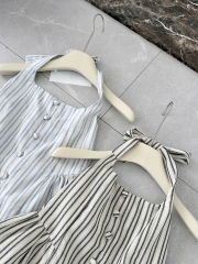 Set áo kẻ 2 dây quần bí ngắn phồng