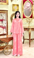 Đồ lam thiên hoa lụa tằm ánh kim