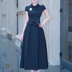 Đầm cổ sen thiết kế kín đáo đi tiệc sang chảng dáng dài cao cấp