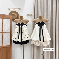 Set kiểu áo cúp ngực nơ chân váy bí phồng