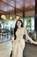 Đầm thiết kế cổ tròn dáng dài ôm body