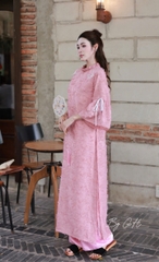 Áo dài tơ lông cổ bèo tay nơ