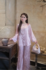 Lam gấm trúc cổ tròn cúc ngọc