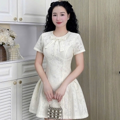 Đầm thiết kế cổ tròn nơ dáng A xoè ngắn