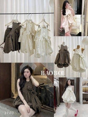 Set áo nơ ngực xéo cổ yếm kèm quần ngắn