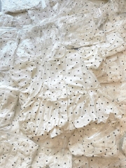 Áo kiểu cổ tròn babydoll chấm bi vàng