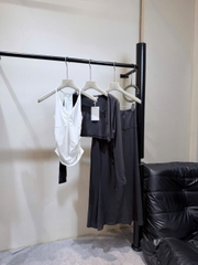 Set áo 2 dây nhúng ngực khoác ngoài kèm chân váy dài