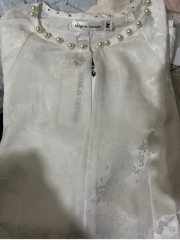 Đồ lam lụa gấm vải lạnh cổ đính đá ngọc trai phối màu