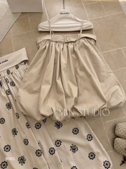 Set áo 2 dây babydoll kèm quần hoa dài