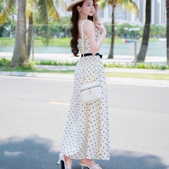 Đầm thiết kế 2 dây cổ vuông dáng dài