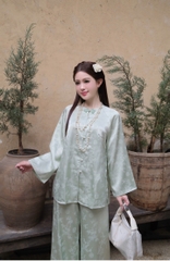Lam gấm trúc cổ tròn cúc ngọc
