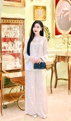 Đồ lam thiên hoa lụa tằm ánh kim