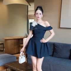 Đầm thiết kế trễ vai dáng ngắn xoè sang trọng