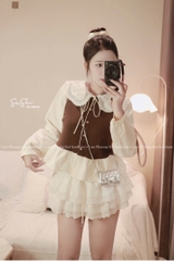 Áo kiểu xoè cổ bèo tay dài
