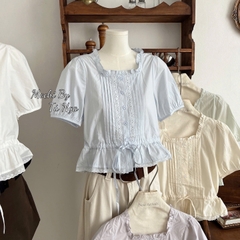 Áo kiểu somi cổ vuông thêu ren