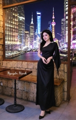 Đầm lụa chéo vai tag đá