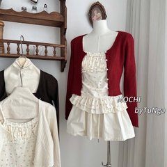 Áo kiểu set khoác ngắn áo dây chân xoè