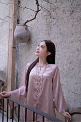 Lam gấm trúc cổ tròn cúc ngọc