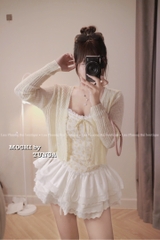 Áo kiểu set áo dây hoa viền ren kèm khoác