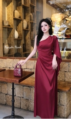 Đầm lụa chéo vai tag đá