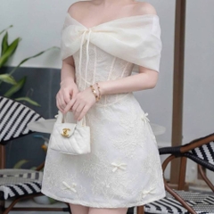 Đầm thiết kế trễ vai nơ ngực