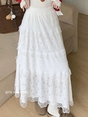 Chân váy maxi mới ren hoa