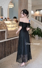 Đầm thiết kế trễ vai ren tầng