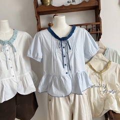 Áo somi kiểu babydoll cổ bèo