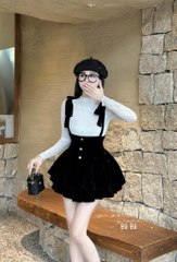 Đầm set dạ yếm chân váy