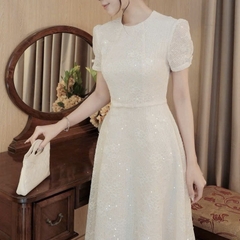 Đầm thiết kế kim sa nơ tay nơ eo dáng dài