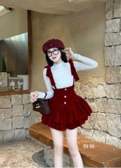 Đầm set dạ yếm chân váy