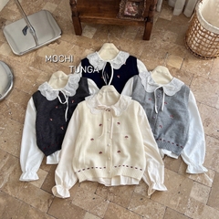 Áo len set ghile nấm cổ bèo